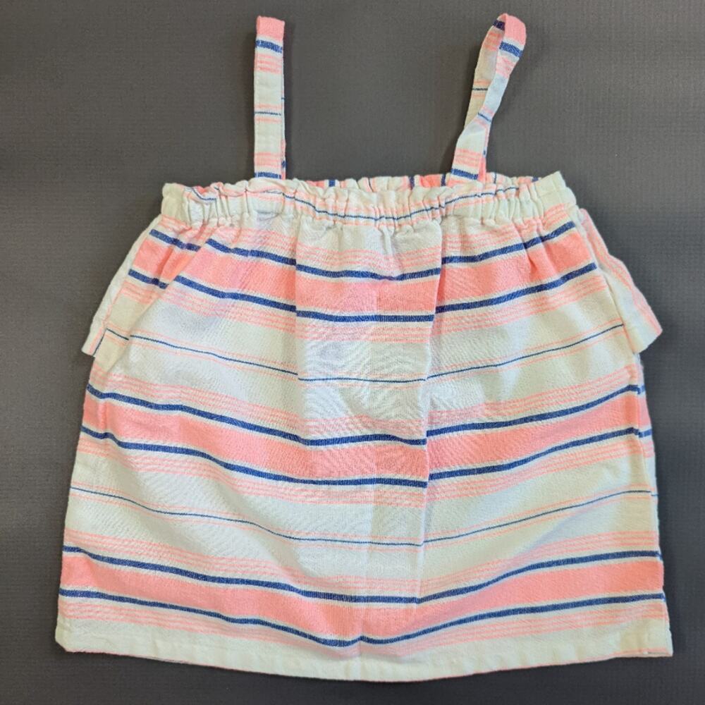 Carter's Linen Pink White and Blue Stripe Flutter Tanktop Sz 3T NWT